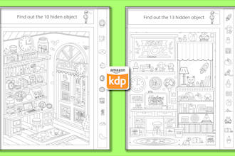 draw hidden object coloring book pages for kids and adults