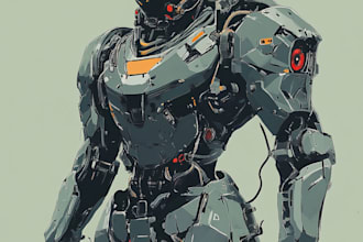 do a mecha robot illustrations