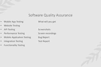 do QA testing, app testing, API testing and website testing