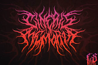 dark typography logo and lettering, metal, y2k, psychedelic