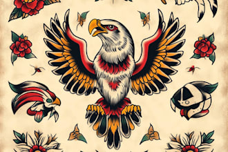 create any design in flash traditional tattoo style