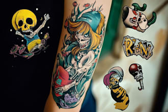 do custom design cartoon style for brand or tattoo
