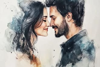 create amazing watercolor couple portraits