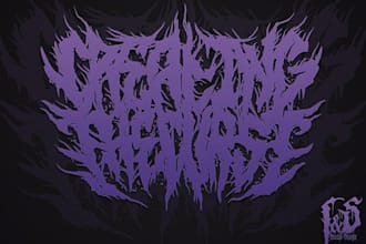 create a raw primitive black metal logo