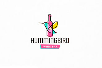 design humming bird wine bar logo