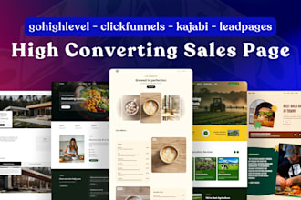 build clickfunnels sales funnel, gohighlevel funnel or kajabi landing page