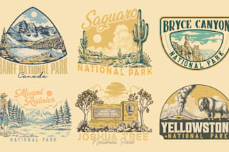 draw an landscape vintage illustration for your merchandise brand