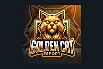 do awesome golden cat mascot logo for you in just two days