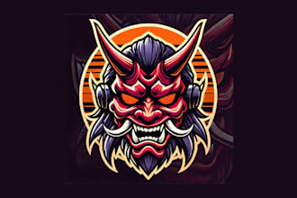 make amazing  oni mask esport mascot logo for your company