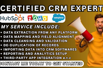 setup data migration from any platform to hubspot crm zoho crm salesforce crm