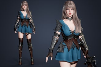 model 2d,3d anime fighting character,3d japanese style,gif, metahuman character