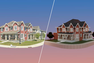 model 3d building and rendering interior and exterior