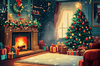 draw design christmas card, greeting card