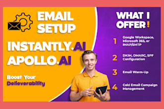 set up instantly ai emails for warm up and campaigns