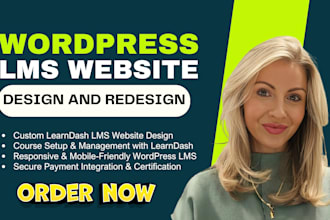 build, develop wordpress lms website with learndash, elearning website design
