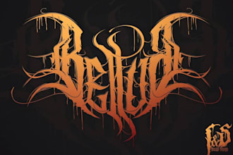 draw a detailed, brutal metal band logo
