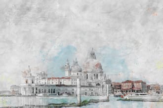 draw unique watercolor architecture sketch