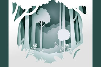 illustrate intricate paper cut out, vector art and silhouette