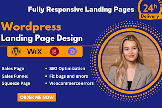 create responsive wordpress landing page, elementor landing page with SEO
