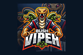 design unique bush viper mascot logo for your business
