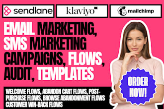 klaviyo mailchimp sendlane email marketing sms expert figma audit flows campaign