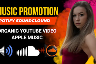 music promotion run ads for spotify soundcloud organic youtube video apple music