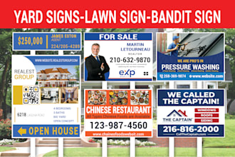 design any kind of shop sign, lawn sign, yard signs, bandit sign, vinyl banner