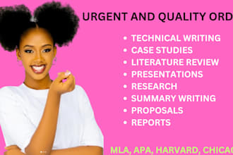 do urgent research, case study analysis, and summary writing