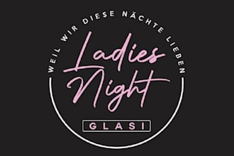 make modern ladies night party label logo