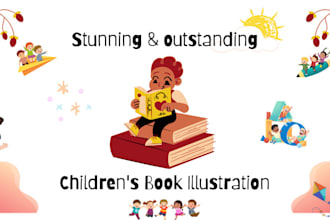 create stunning children book illustration, kid storybook art, kids illustration