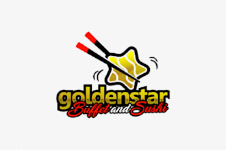 do custom motivation logo for golden star buffet and sushi