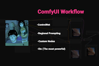 create a comfyui workflow supporting controlnet and custom nodes