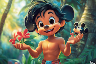 design a gorgeous disney style cartoon portrait