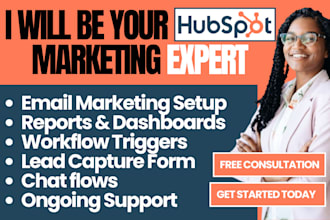 hubspot email marketing, lead capture form, report, workflow triggers, chatflows
