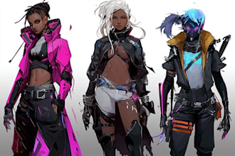 create your cyberpunk anime style illustration or fan arts