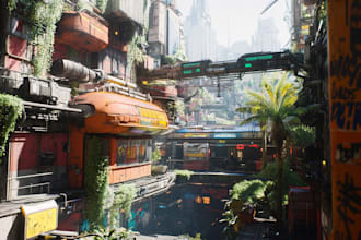 do a cyberpunk futuristic city landscape or sci fi concept
