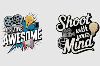 make retro hand drawn film production logo