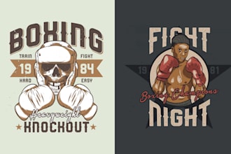 make vintage boxing fitness logo within 24 hours