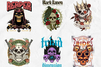make cool custom logo, clothing, skull branding design