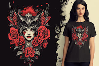 do t shirt design with traditional tattoo in my style