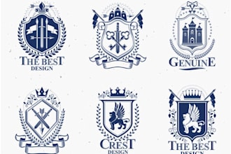 create vintage luxury shield logo or coat of arms for you