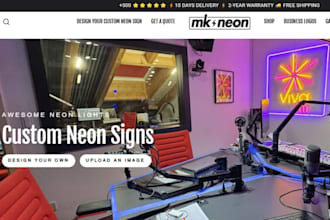 design neon shopify store, neon sign store, neon light, neon website