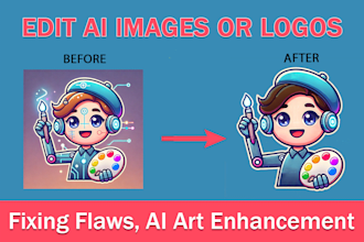 do professional ai image editing, text correction, enhance logo in photoshop