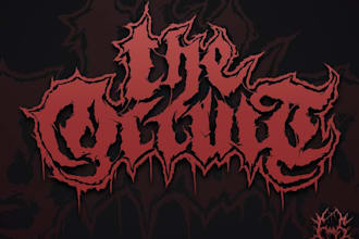hand drawn death metal, scary, deathcore, heavy metal band logo with source file