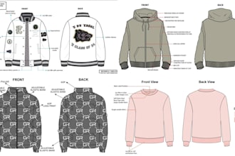 jackets, sports jersey, hoodie mockup, tech packs, apparel designer, tracksuits