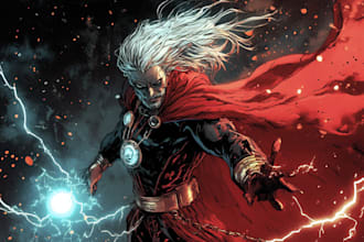 create a comic book illustration, marvel design
