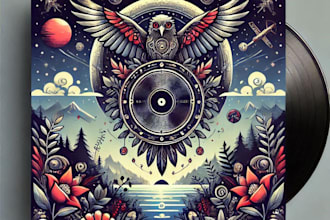 design attractive psychedelic album cover and mixtape
