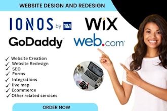 create outstanding wix webcom ionos godaddy website seo redesign