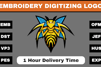 convert logo into embroidery digitizing file in 1 hour