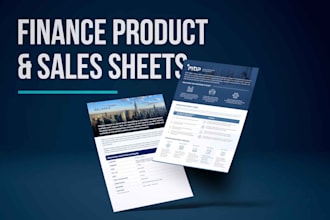 design a professional finance product sales sheet